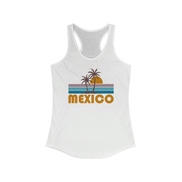 Mexico Women's Tank - Retro Palm Tree Women's Racerback Mexico Tank Top