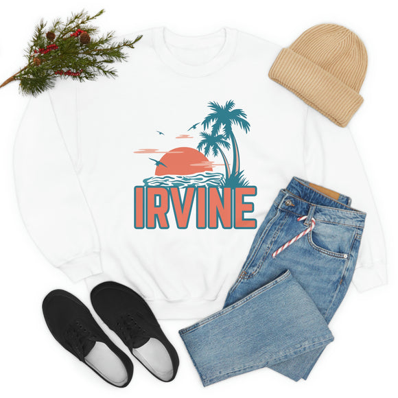 Irvine, California Sweatshirt - Unisex Retro Palm Tree Crewneck Irvine Sweatshirt