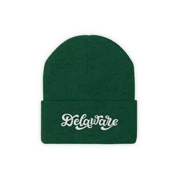 Buy hunter-green Delaware Beanie - Adult Hand Lettered Embroidered Delaware Knit Hat