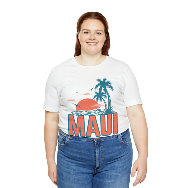 Maui, Hawaii T-Shirt - Retro Palm Tree & Beach Unisex Maui Shirt