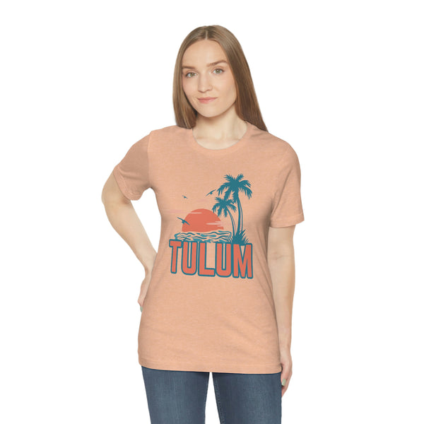 Tulum, Mexico T-Shirt - Retro Palm Tree & Beach Unisex Tulum Shirt