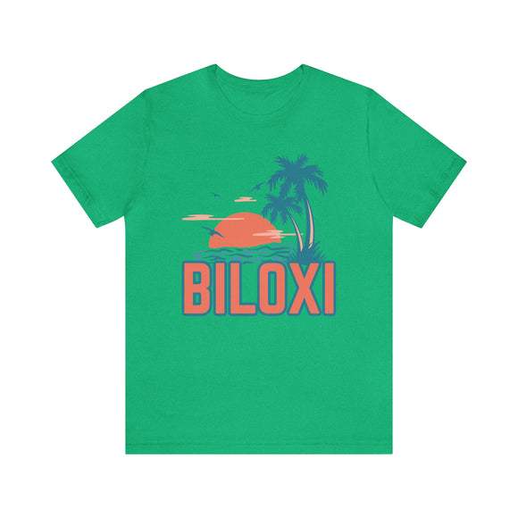Biloxi, Mississippi T-Shirt - Retro Palm Tree & Beach Unisex Biloxi Shirt