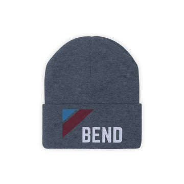 Buy millennium-blue Bend, Oregon Beanie - Adult Embroidered Retro Bend Knit Hat