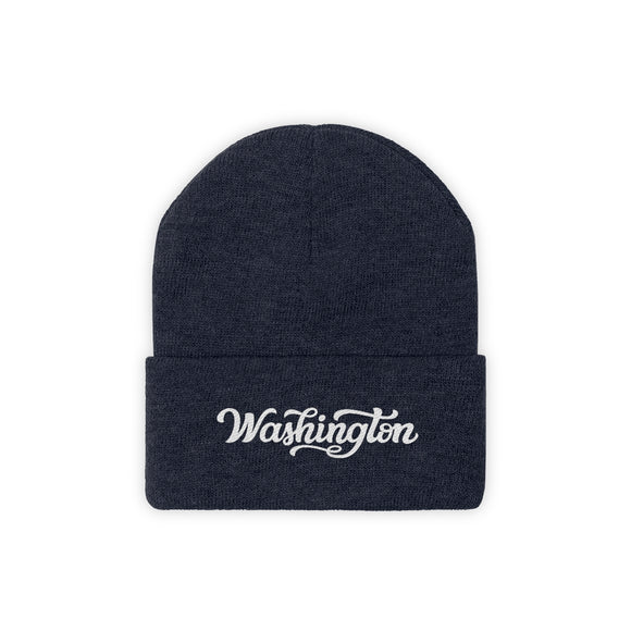Washington Beanie - Adult Hand Lettered Embroidered Washington Knit Hat