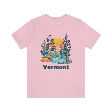 Buy pink Vermont T-Shirt - Mountain Illustration Unisex Vermont Shirt