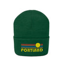 Portland, Oregon Beanie - Adult Embroidered Retro Sunset Portland Knit Hat-18