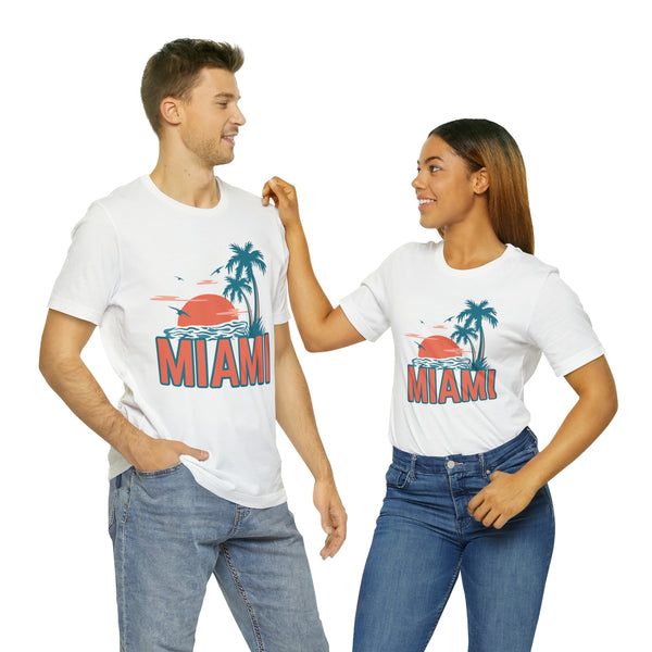 Miami, Florida T-Shirt - Retro Palm Tree & Beach Unisex Miami Shirt