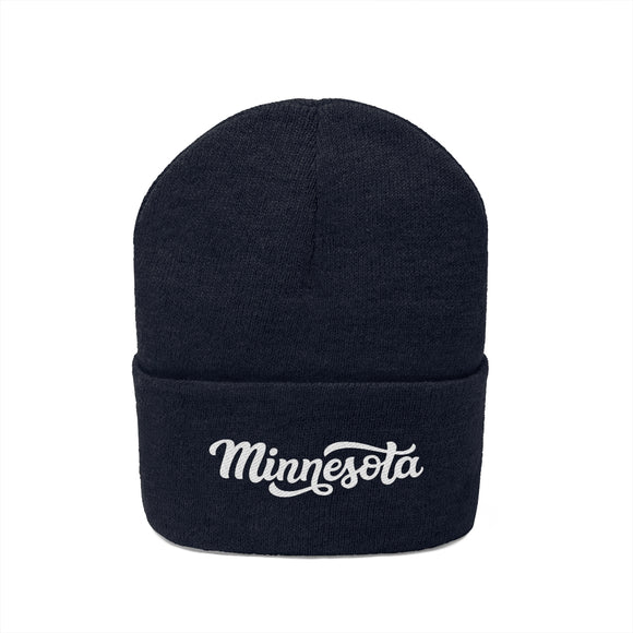 Minnesota Beanie - Adult Hand Lettered Embroidered Minnesota Knit Hat