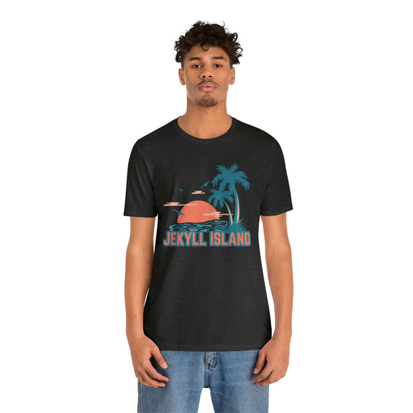 Jekyll Island, Georgia T-Shirt - Retro Palm Tree & Beach Unisex Jekyll Island Shirt
