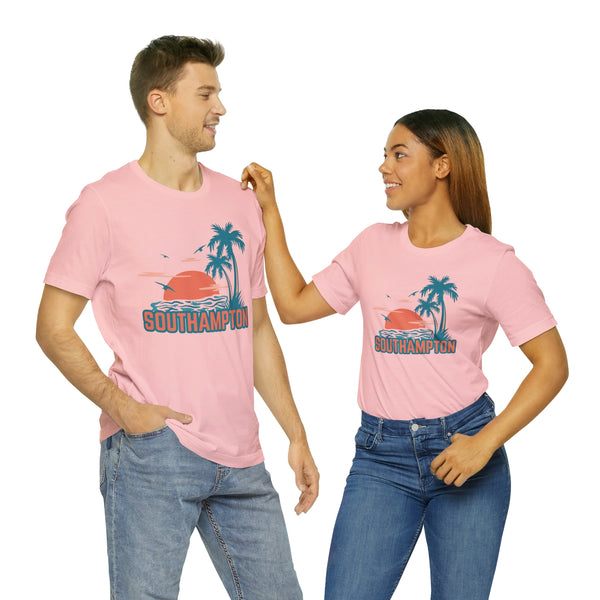 Southampton, New York T-Shirt - Retro Palm Tree & Beach Unisex Southampton Shirt