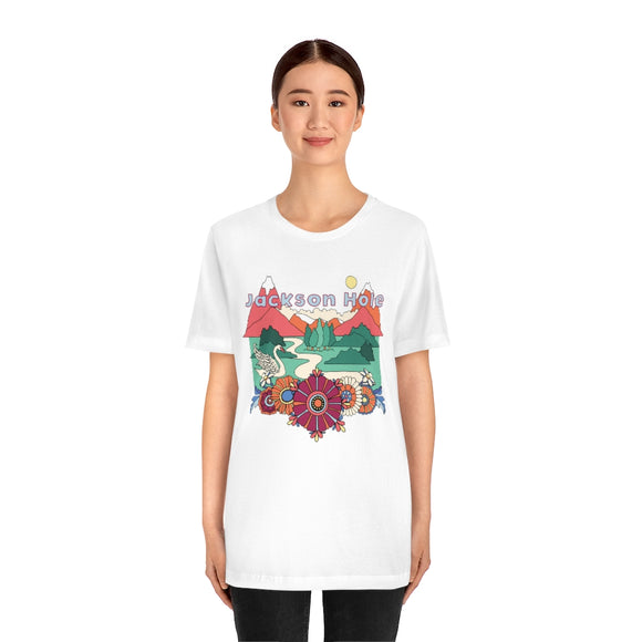 Jackson Hole T-Shirt - Retro Mountain / Hippie Style Jackson Hole, Wyoming Shirt