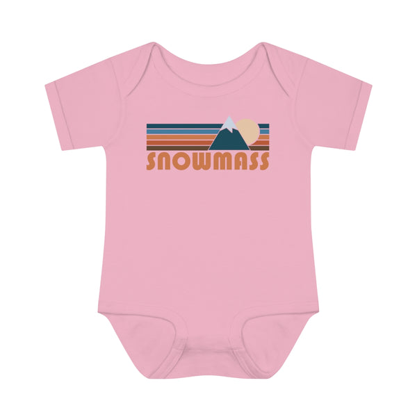 Snowmass Baby Bodysuit - Retro Mountain Snowmass, Colorado Baby Bodysuit