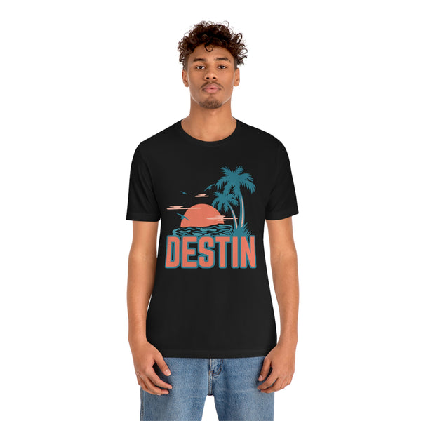 Destin, Florida T-Shirt - Retro Palm Tree & Beach Unisex Destin Shirt
