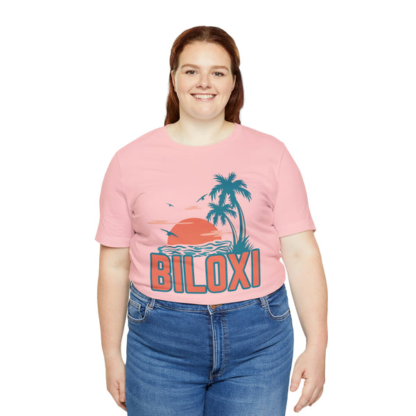 Biloxi, Mississippi T-Shirt - Retro Palm Tree & Beach Unisex Biloxi Shirt