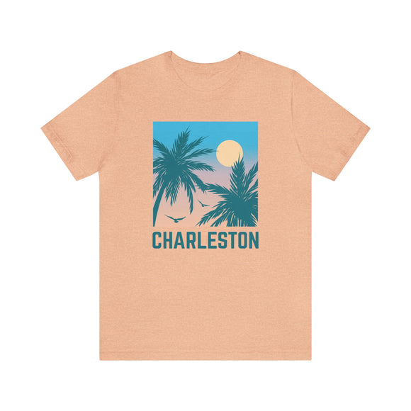 Charleston, South Carolina T-Shirt - Retro Palm Tree & Beach Unisex Charleston Shirt