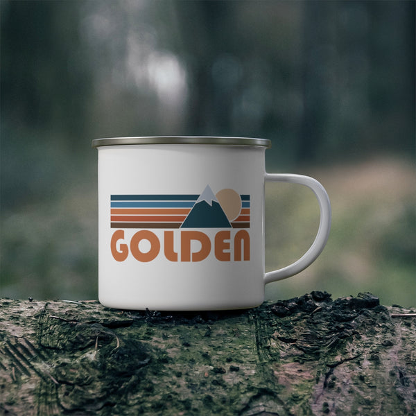 Golden, Colorado Camp Mug - Retro Mountain Enamel Campfire Golden Mug