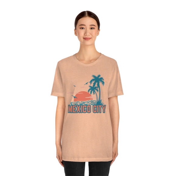 Mexico City, Mexico T-Shirt - Retro Palm Tree & Beach Unisex Mexico City Shirt