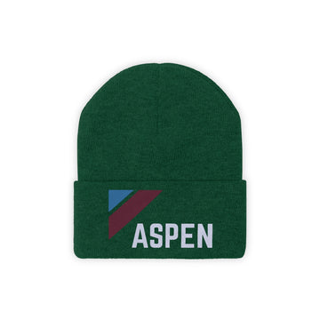 Buy hunter-green Aspen, Colorado Beanie - Adult Embroidered Retro Aspen Knit Hat
