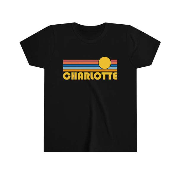 Charlotte Youth T-Shirt - Retro Sun North Carolina Kid's TShirt