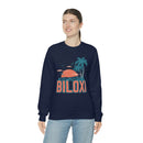 Biloxi, Mississippi Sweatshirt - Unisex Retro Palm Tree Crewneck Biloxi Sweatshirt-6