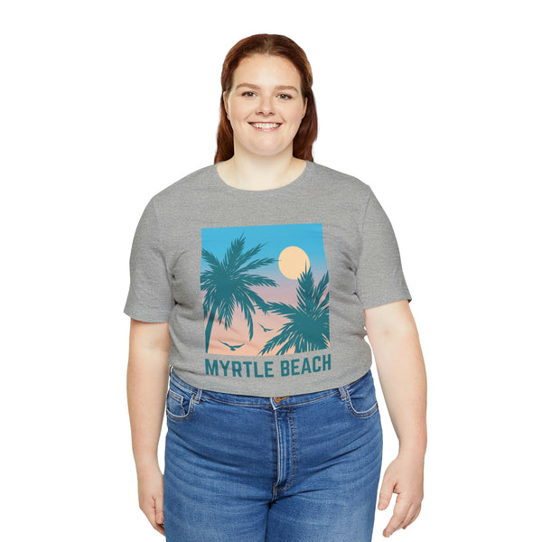 Myrtle Beach, South Carolina T-Shirt - Retro Palm Tree & Beach Unisex Myrtle Beach Shirt