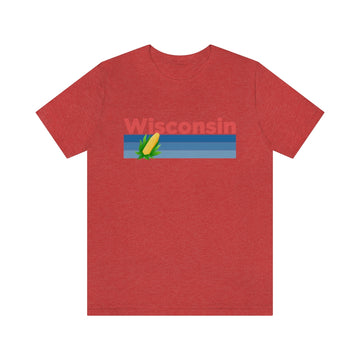 Buy heather-red Wisconsin T-Shirt - Retro Corn Unisex Wisconsin Shirt