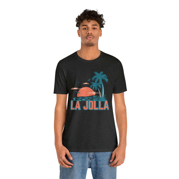 La Jolla, California T-Shirt - Retro Palm Tree & Beach Unisex La Jolla Shirt