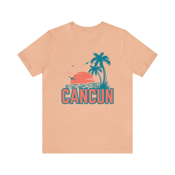 Cancun, Mexico T-Shirt - Retro Palm Tree & Beach Unisex Cancun Shirt