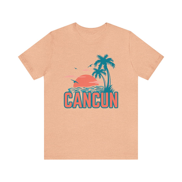 Cancun, Mexico T-Shirt - Retro Palm Tree & Beach Unisex Cancun Shirt