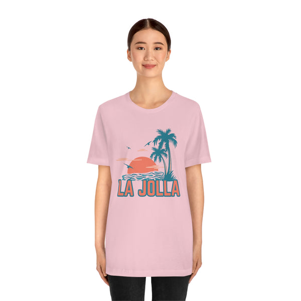 La Jolla, California T-Shirt - Retro Palm Tree & Beach Unisex La Jolla Shirt