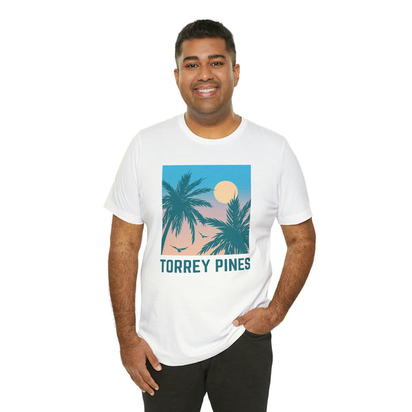 Torrey Pines, California T-Shirt - Retro Palm Tree & Beach Unisex Torrey Pines Shirt