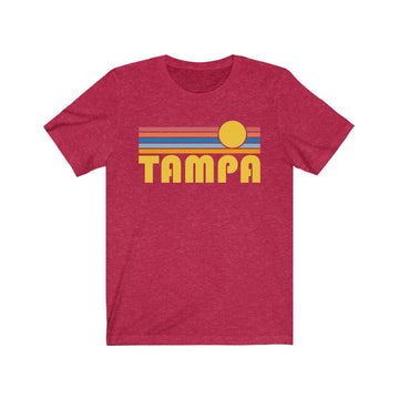 Buy heather-red Tampa, Florida T-Shirt - Retro Sunrise Adult Unisex Tampa T Shirt