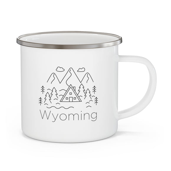 Wyoming Camp Mug - Retro Enamel Camping Wyoming Mug