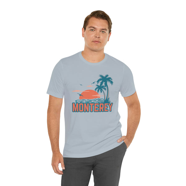 Monterey, California T-Shirt - Retro Palm Tree & Beach Unisex Monterey Shirt
