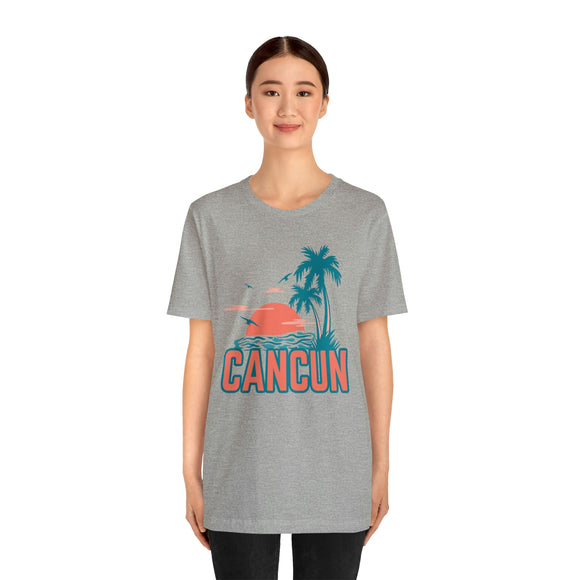 Cancun, Mexico T-Shirt - Retro Palm Tree & Beach Unisex Cancun Shirt