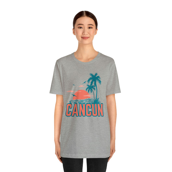 Cancun, Mexico T-Shirt - Retro Palm Tree & Beach Unisex Cancun Shirt