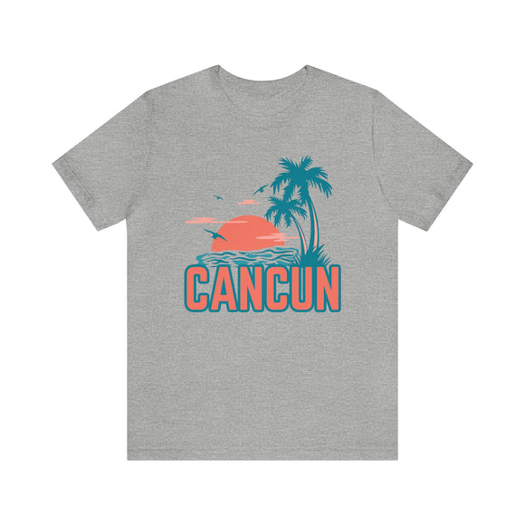 Cancun, Mexico T-Shirt - Retro Palm Tree & Beach Unisex Cancun Shirt