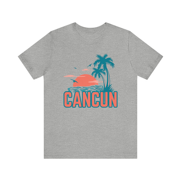 Cancun, Mexico T-Shirt - Retro Palm Tree & Beach Unisex Cancun Shirt