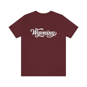 Buy maroon Wyoming T-Shirt - Hand Lettered Unisex Wyoming Shirt