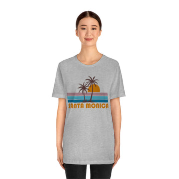 Santa Monica, California T-Shirt - Retro Palm Tree Unisex Santa Monica Shirt - 0