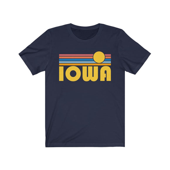 Iowa T-Shirt - Retro Sunrise Adult Unisex Iowa T Shirt