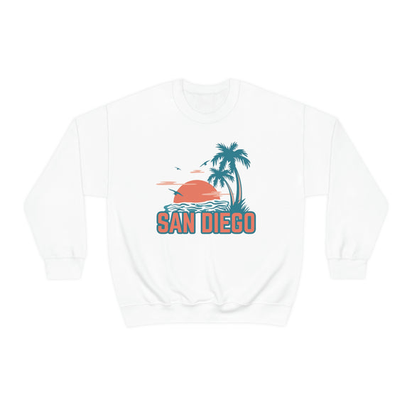 San Diego, California Sweatshirt - Unisex Retro Palm Tree Crewneck San Diego Sweatshirt