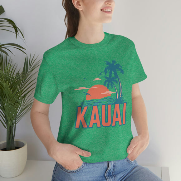 Kauai, Hawaii T-Shirt - Retro Palm Tree & Beach Unisex Kauai Shirt