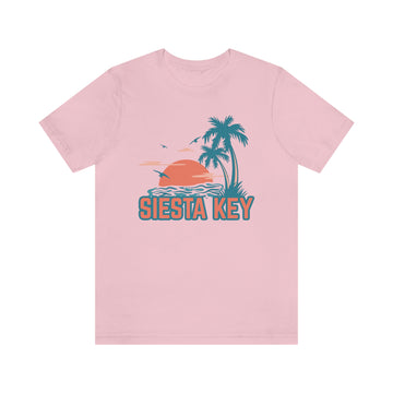 Buy pink Siesta Key, Florida T-Shirt - Retro Palm Tree &amp; Beach Unisex Siesta Key Shirt