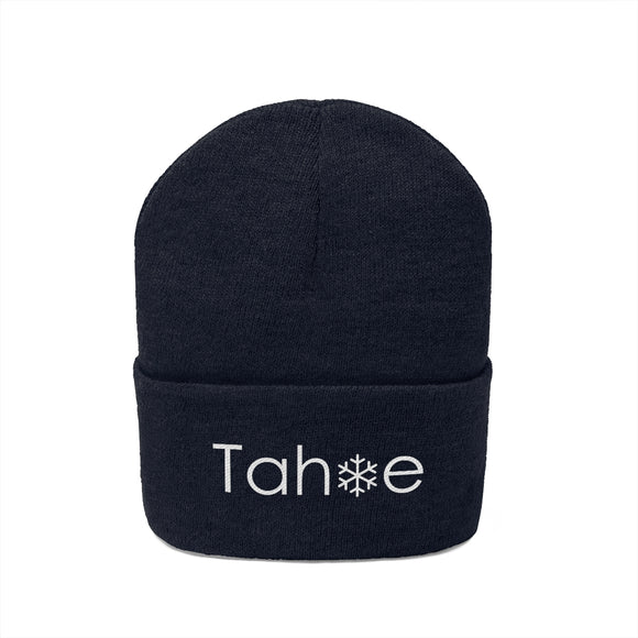 Tahoe, California Knit Beanie - Adult Embroidered Snowflake Tahoe Knit Hat