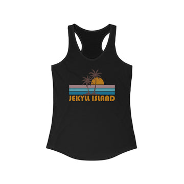 Jekyll Island, Georgia Women's Tank - Retro Palm Tree Women's Racerback Jekyll Island Tank Top - 0
