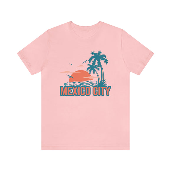 Mexico City, Mexico T-Shirt - Retro Palm Tree & Beach Unisex Mexico City Shirt