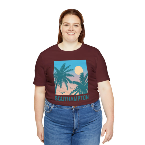 Southampton, New York T-Shirt - Retro Palm Tree & Beach Unisex Southampton Shirt