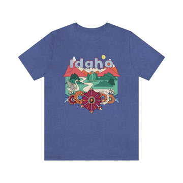 Buy heather-true-royal Idaho T-Shirt - Retro Mountain / Hippie Style Idaho Shirt