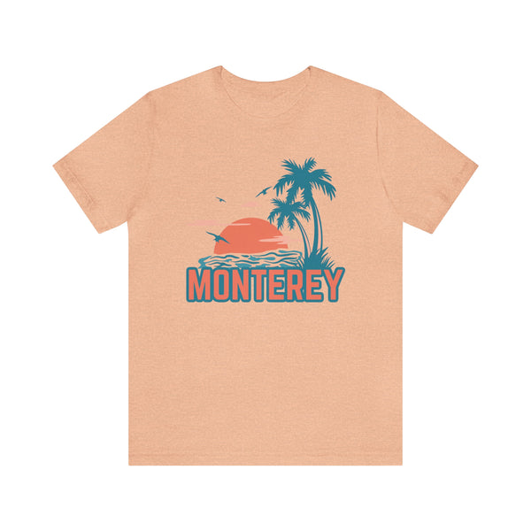 Monterey, California T-Shirt - Retro Palm Tree & Beach Unisex Monterey Shirt